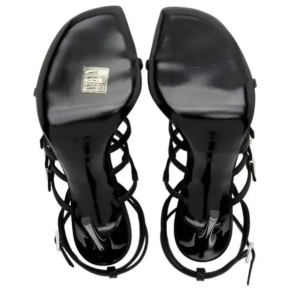 Saint Laurent Satin Crepe Crystal Jerry Sandals - Size 6.5 / 36.5 - Picture 5 of 7